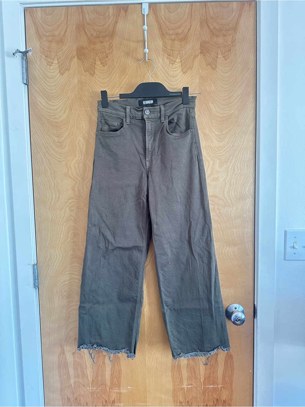 Reformation Olive Green Wide-Leg Jeans